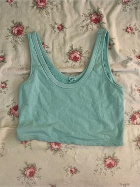 aerie Aqua Scoop-Neck Cropped Tank